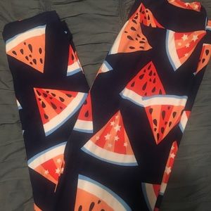 Lularoe Americana 4the of July watermelon leggings